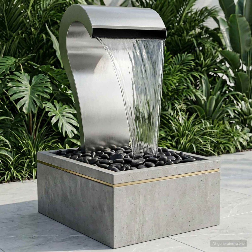 vidaXL Trädgårdsvattenfall Rostfritt Stål 304 54,5 x 34 x 83 cm Silver