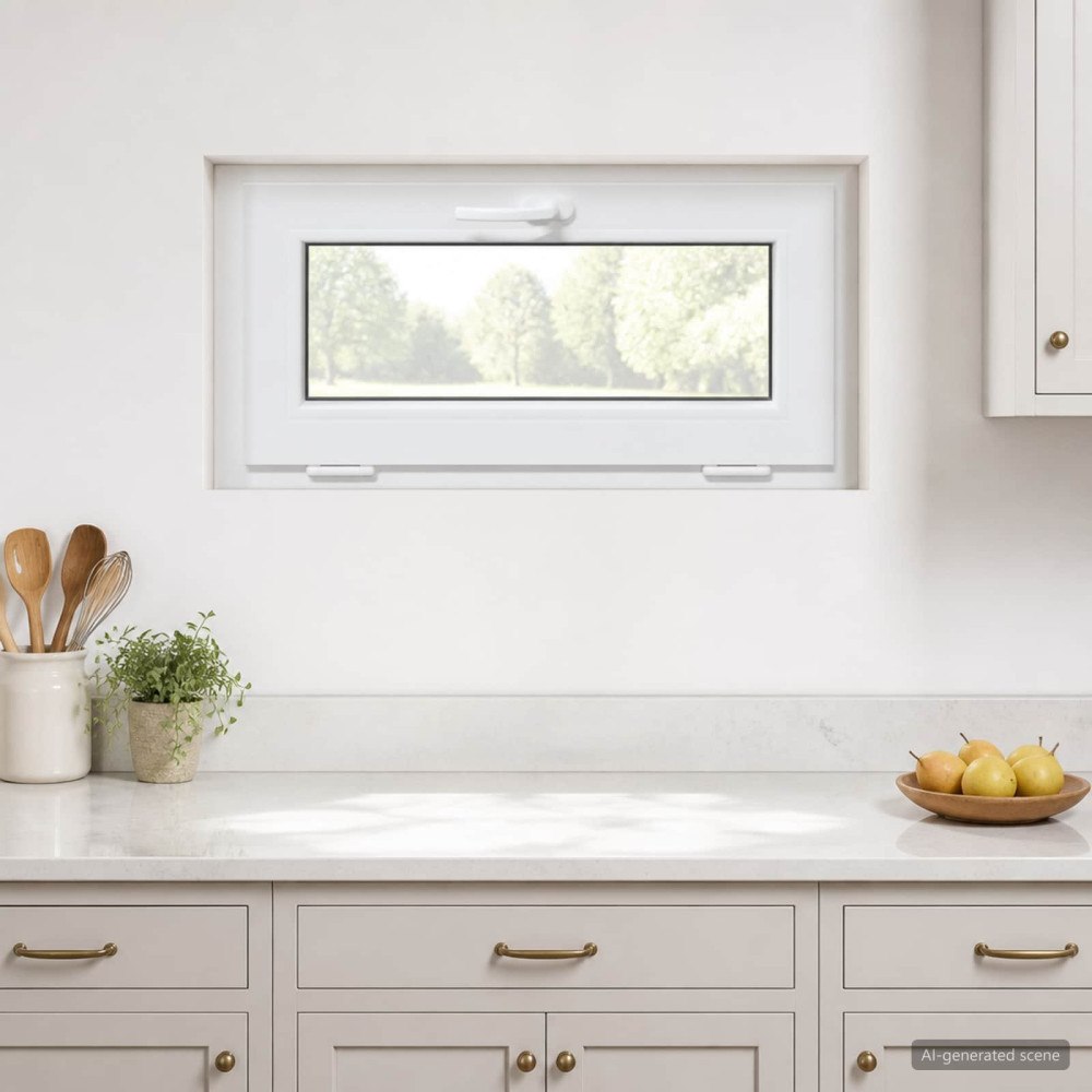 vidaXL Källarfönster inre färg vit RISOR 85 x 45 cm PVC och klart glas