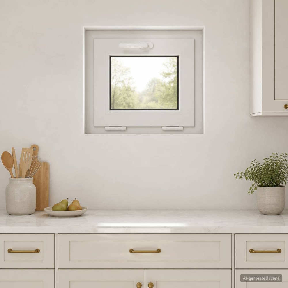 vidaXL Källarfönster inre färg vit RISOR 50 x 45 cm PVC och klart glas