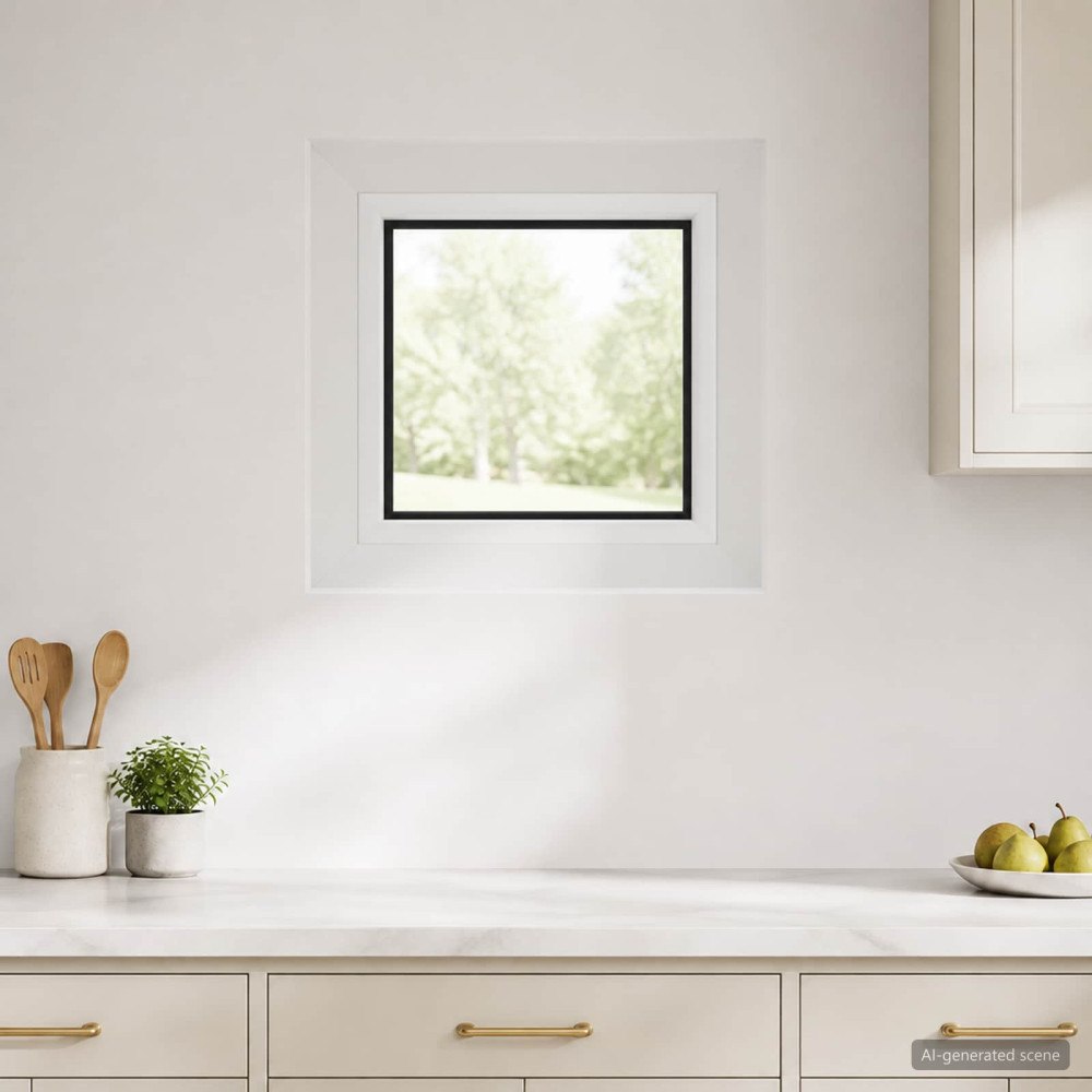 vidaXL Källarfönster inre färg vit RISOR 35 x 35 cm PVC och klart glas