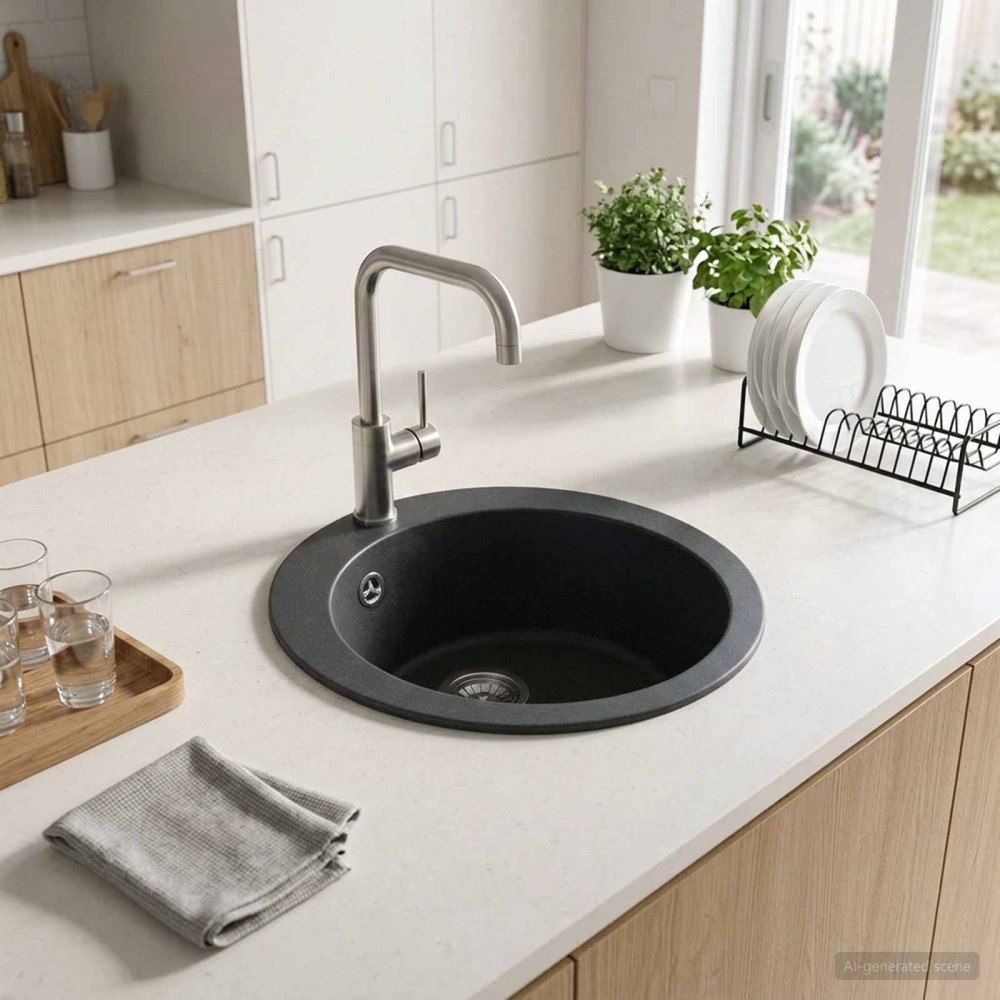 vidaXL Diskho med enkelho Granit 50,5 x 29 cm Grafit