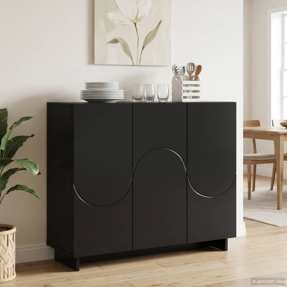 vidaXL Sideboard Svart 85.5 x 31 x 75 cm Konstruerat trä