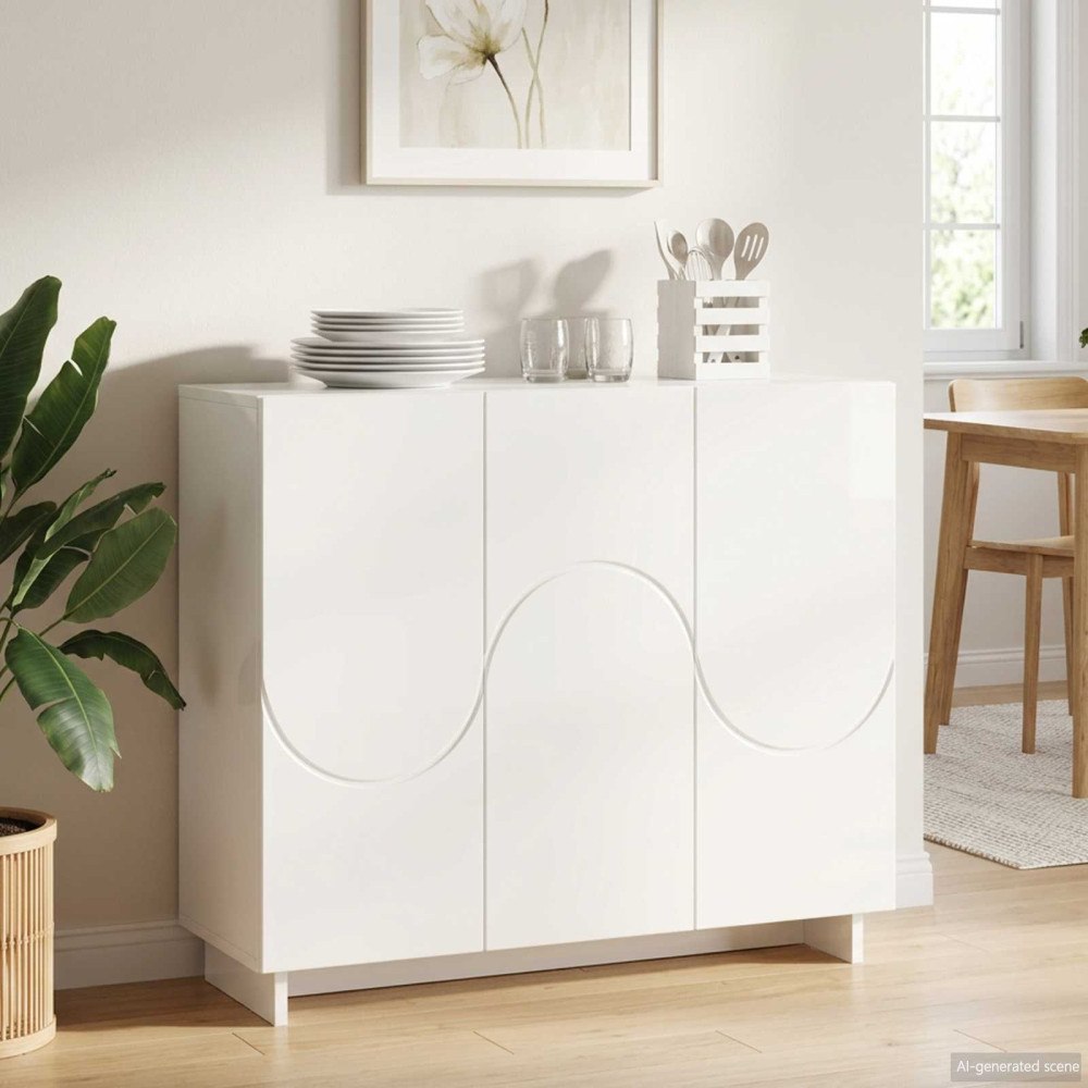 vidaXL Sideboard Vit högglans 85.5 x 31 x 75 cm Konstruerat trä