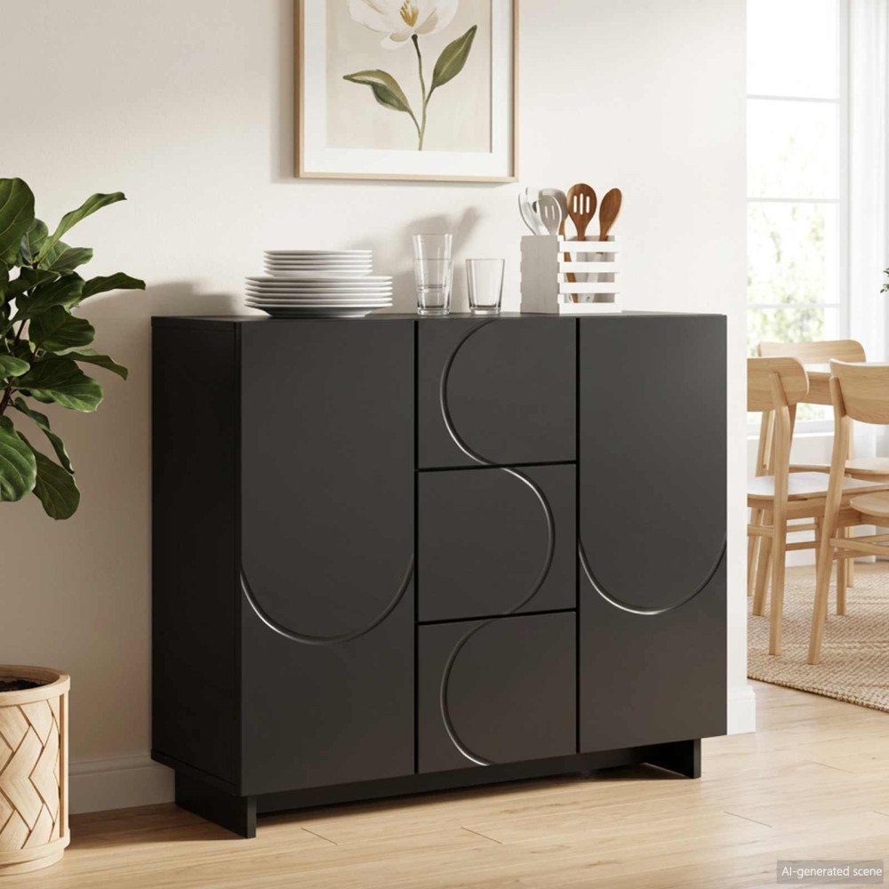 vidaXL Sideboard Svart 85.5 x 31 x 75 cm Konstruerat trä