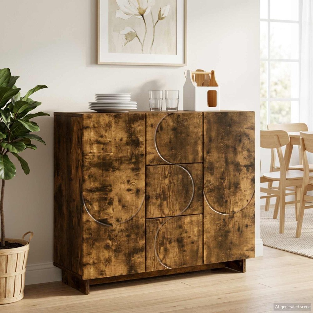 vidaXL Sideboard Rökt ek 85.5 x 31 x 75 cm Konstruerat trä