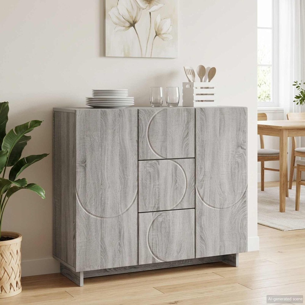 vidaXL Sideboard Grå Sonoma 85.5 x 31 x 75 cm Konstruerat trä