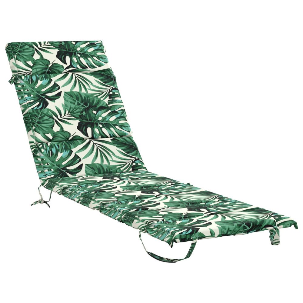 vidaXL Solstol Kudde GEMERT 100% Polyester Bladmönster 200 x 50 x 3 cm
