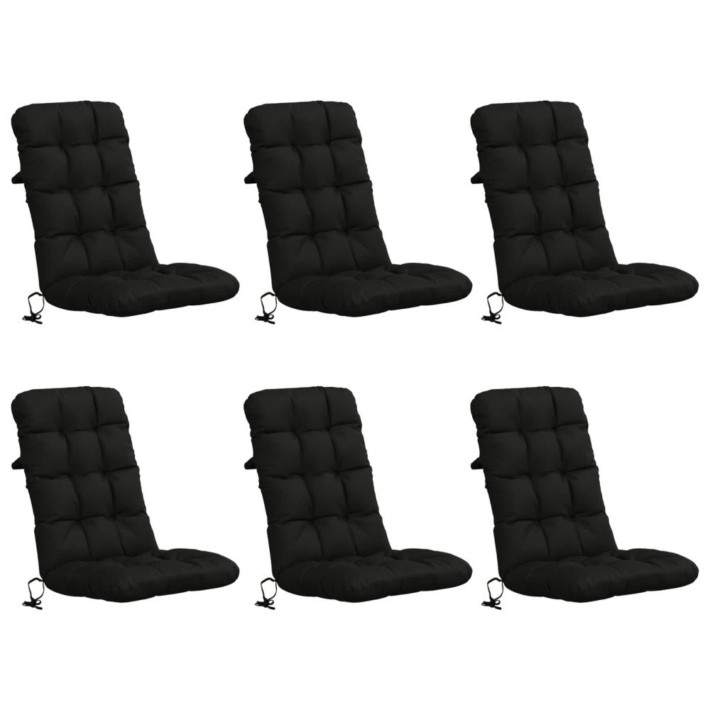 vidaXL 6-delade Höga Ryggstolsdynor VIANEN 100% Polyester Svart