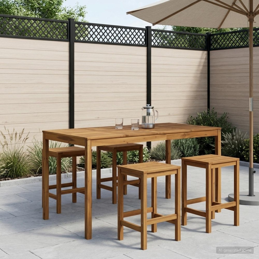 vidaXL Trädgård Bar Bord Vit 196 x 100 x 105 cm Massivt Akaciaträ