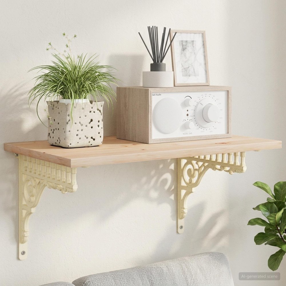 vidaXL Väggshyllfästen 12 st Antik vit 27,5 x 23 x 4 cm Stål