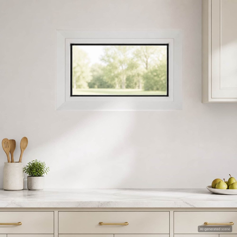 vidaXL Källarfönster inre färg vit RISOR 40 x 30 cm PVC och klart glas
