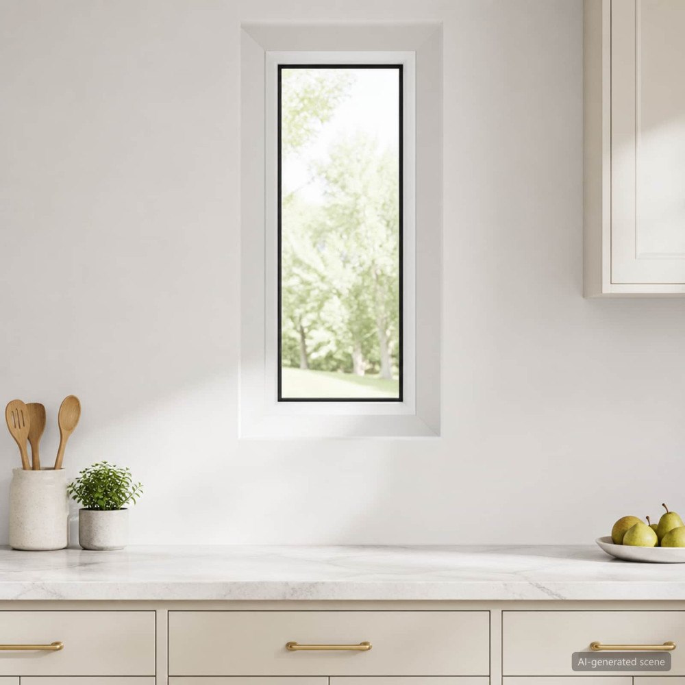 vidaXL Källarfönster inre färg vit RISOR 30 x 40 cm PVC och klart glas