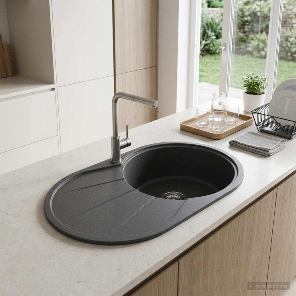 vidaXL Diskho med en ho Granit 77 x 49 x 20,5 cm Grafit