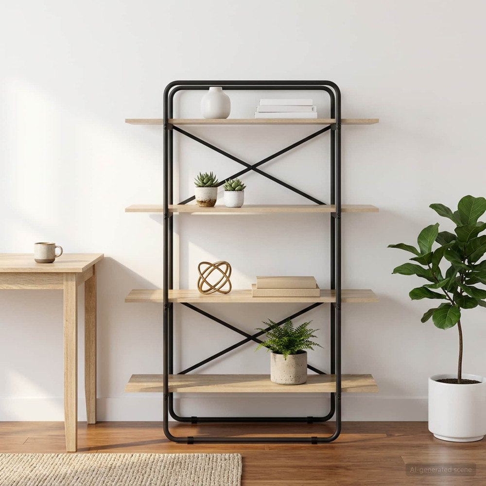 vidaXL Bokhylla 4 nivåer 100 x 35 x 140 cm PB Sonoma-ek