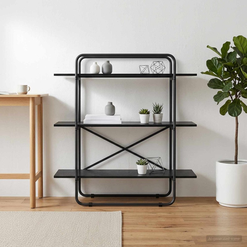 vidaXL Bokhylla 3 nivåer 100 x 35 x 105 cm PB Svart ek