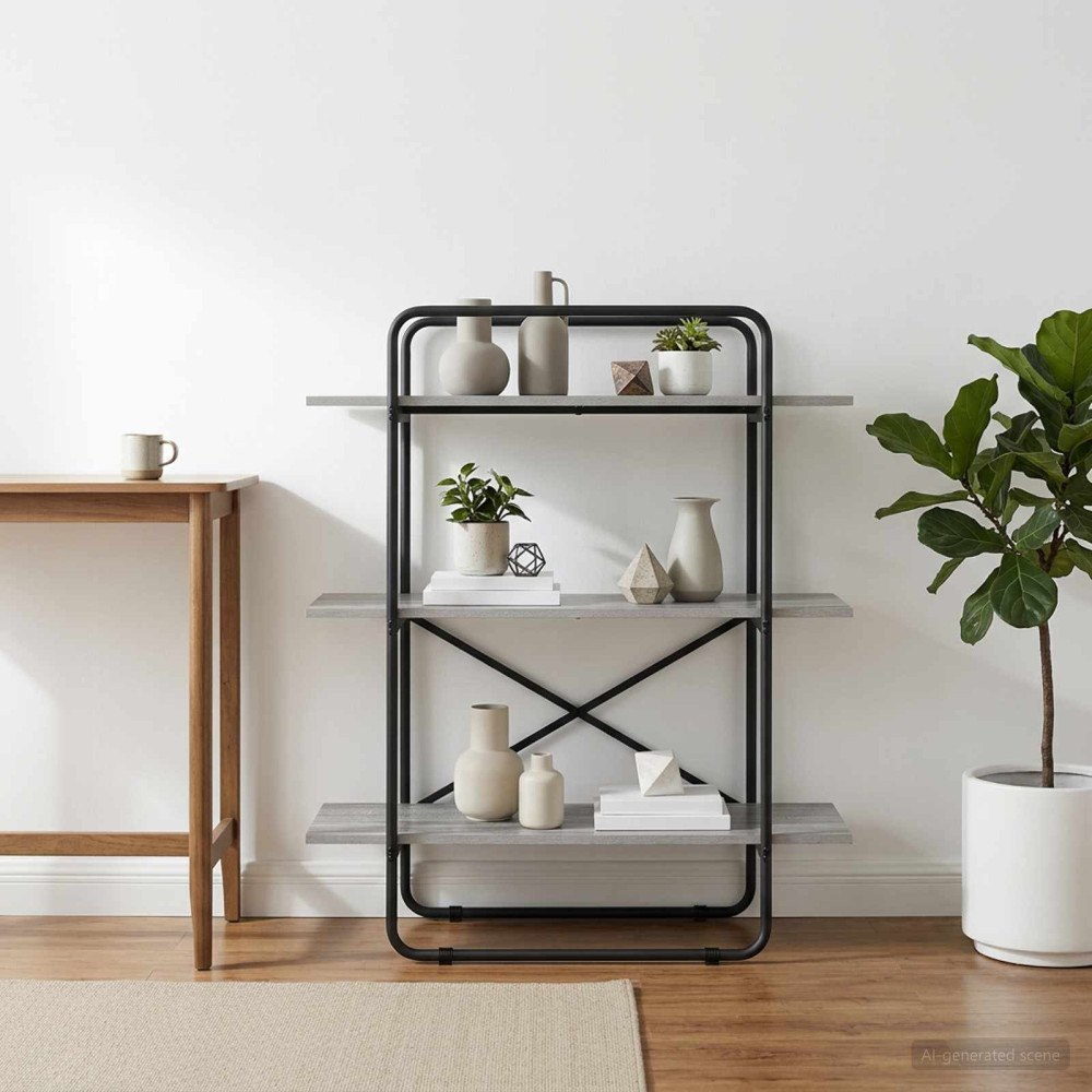 vidaXL Bokhylla 3 nivåer 100 x 35 x 105 cm PB Grå Sonoma
