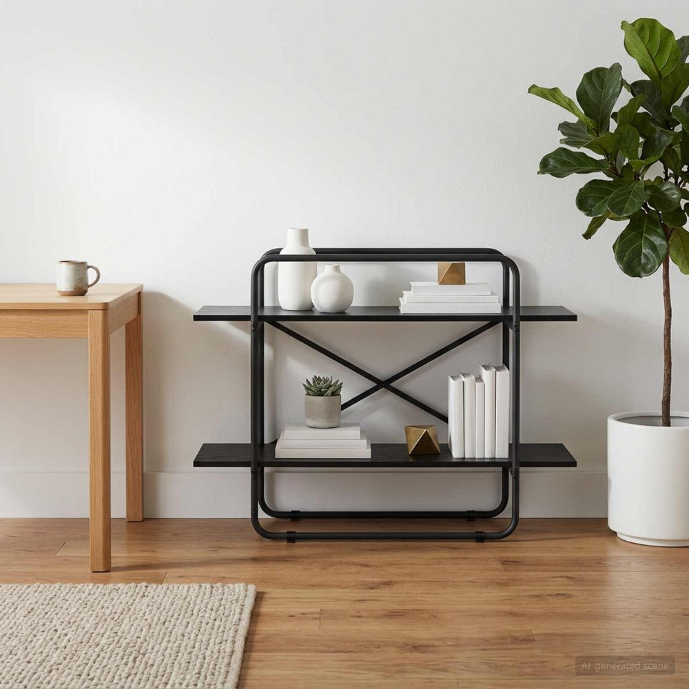 vidaXL Bokhylla 2 nivåer 100 x 35 x 70 cm PB Svart ek