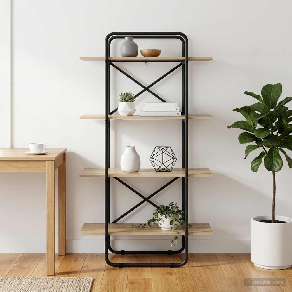 vidaXL Bokhylla 4 nivåer 80 x 35 x 140 cm PB Sonoma-ek