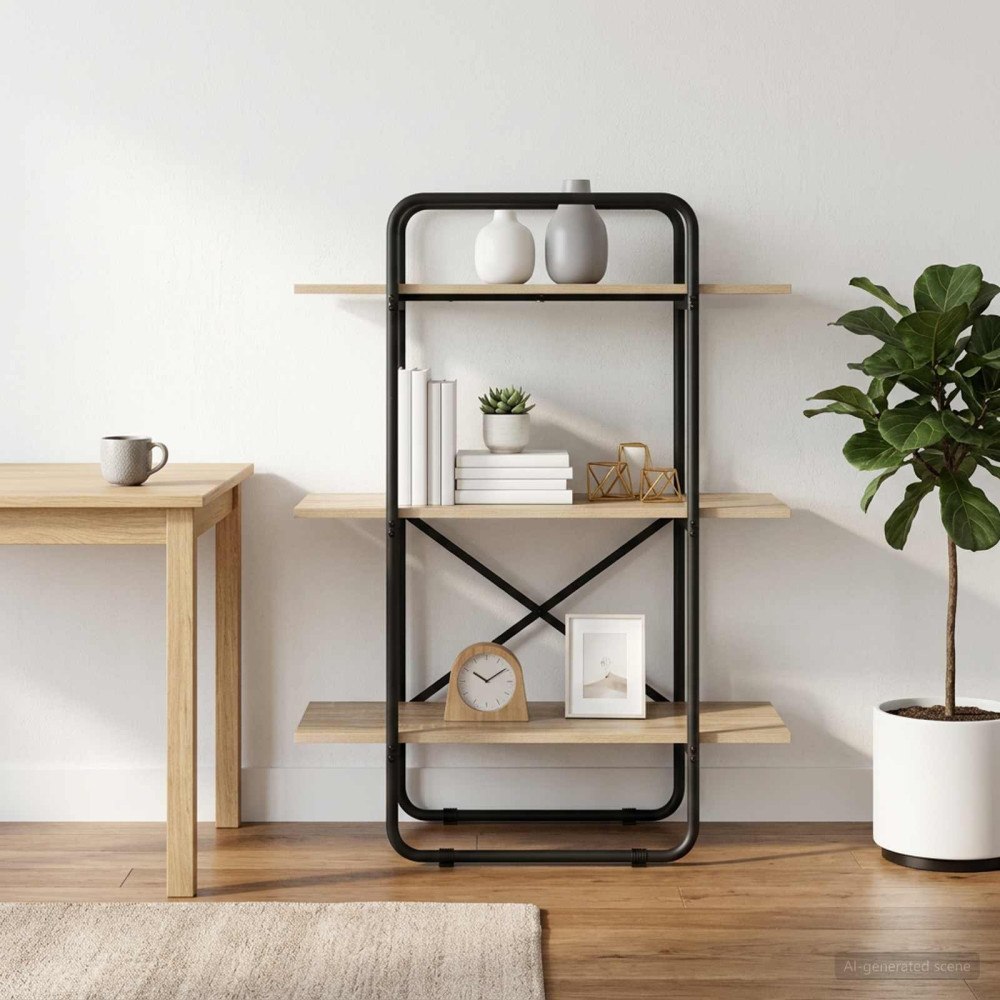 vidaXL Bokhylla 3 nivåer 80 x 35 x 105 cm PB Sonoma-ek