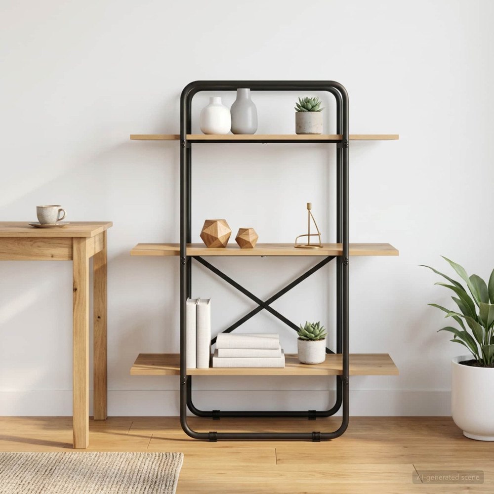 vidaXL Bokhylla 3 nivåer 80 x 35 x 105 cm PB Artisan-ek