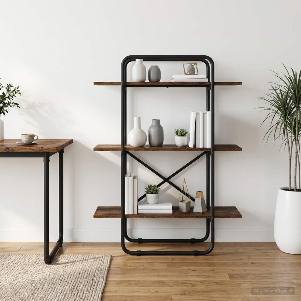 vidaXL Bokhylla 3 nivåer 60 x 35 x 105 cm PB Rökt ek
