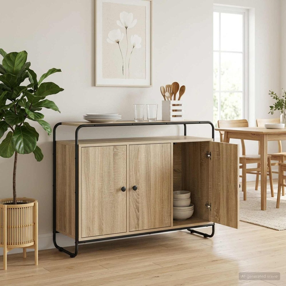 vidaXL Sideboard Sonoma-ek 102 x 35 x 75 cm Konstruerat trä