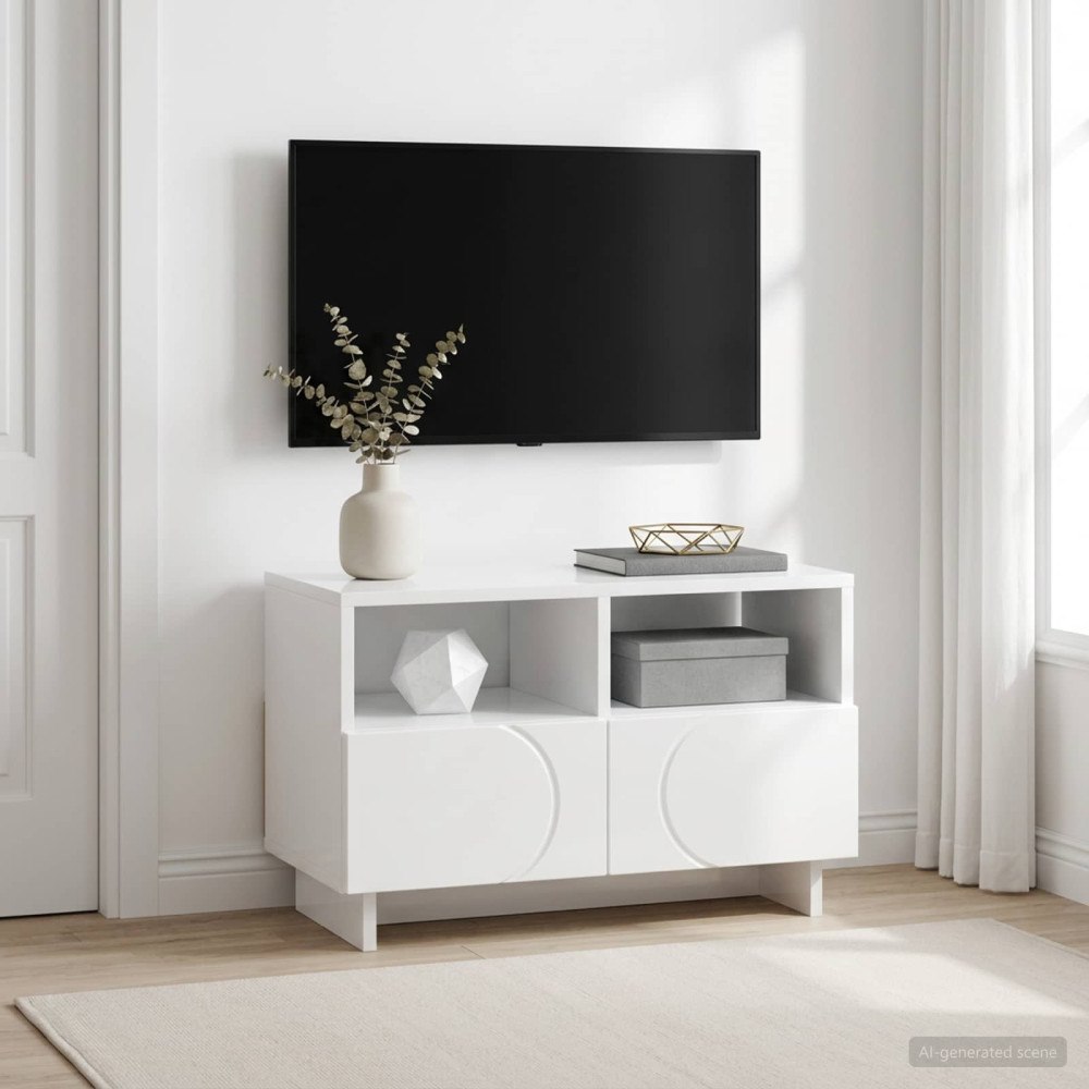 vidaXL TV-bänk 60 x 34.5 x 40 cm Vit högglans Konstruerat trä