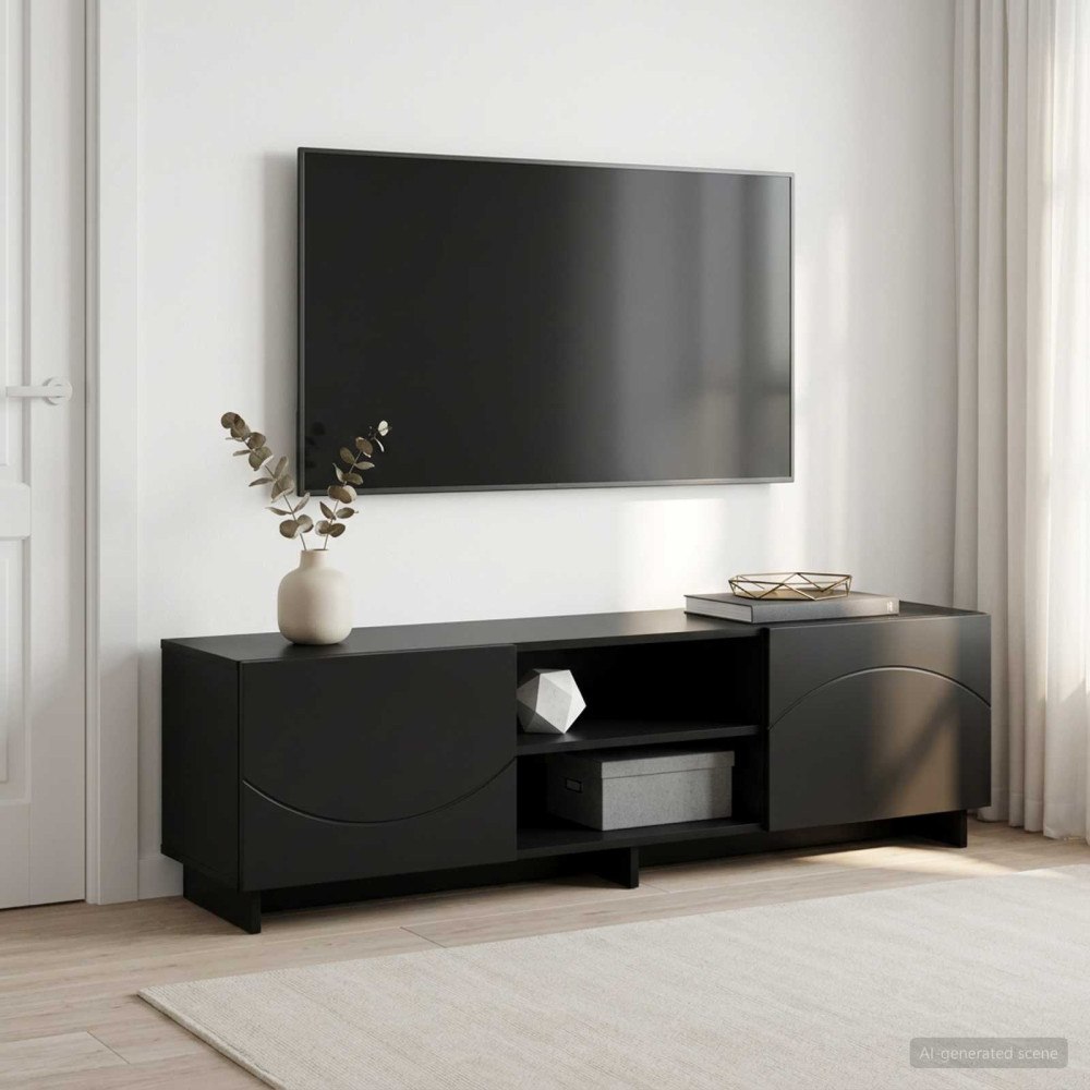 vidaXL TV-bänk 140 x 34,5 x 40 cm Svart Konstruerat trä