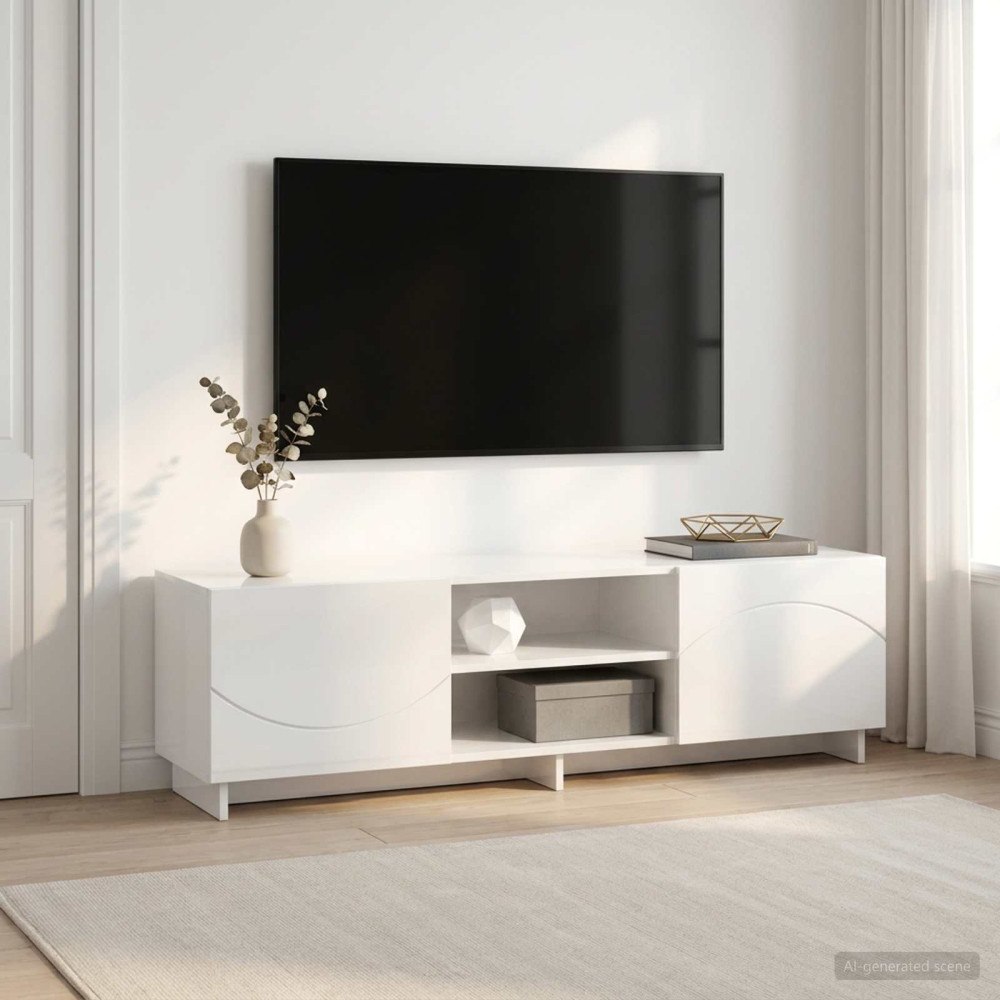 vidaXL TV-bänk 140 x 34.5 x 40 cm Vit högglans Konstruerat trä