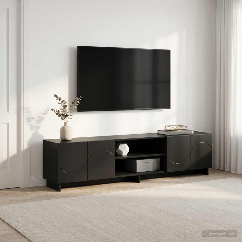 vidaXL TV-bänk 180 x 34,5 x 40 cm Svart Konstruerat trä
