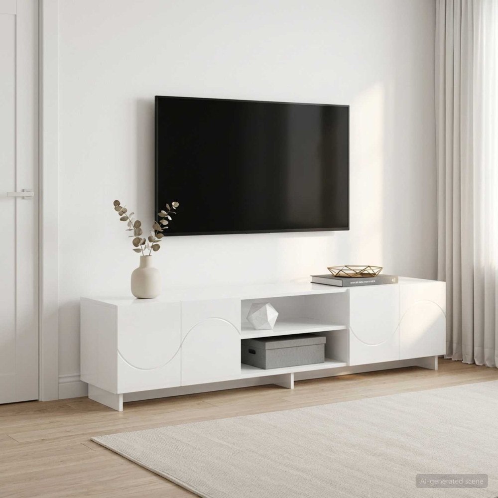 vidaXL TV-bänk 180 x 34,5 x 40 cm Vit högglans Konstruerat trä