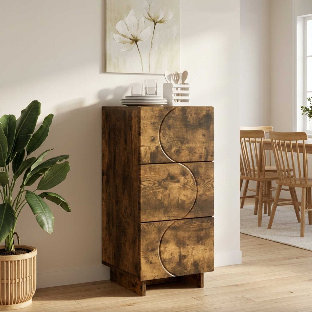 vidaXL Sideboard Rökt ek 33,5 x 34,5 x 75 cm Konstruerat trä