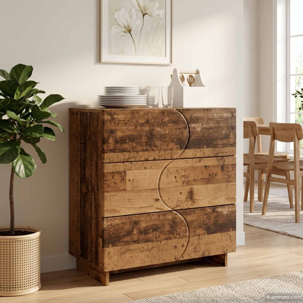 vidaXL Sideboard Gammalt trä 70 x 38 x 75 cm Konstruerat trä