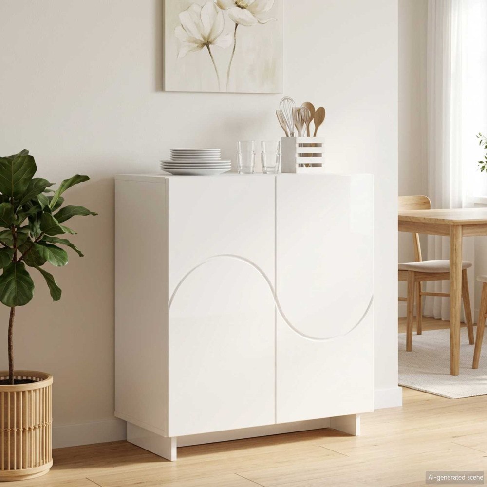 vidaXL Skänk Vit högglans 67 x 34,5 x 75 cm Konstruerat trä