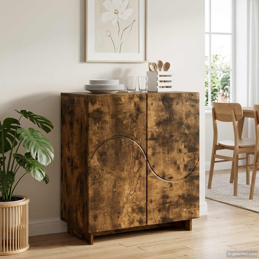 vidaXL Skänk Rökt ek 67 x 34,5 x 75 cm Konstruerat trä
