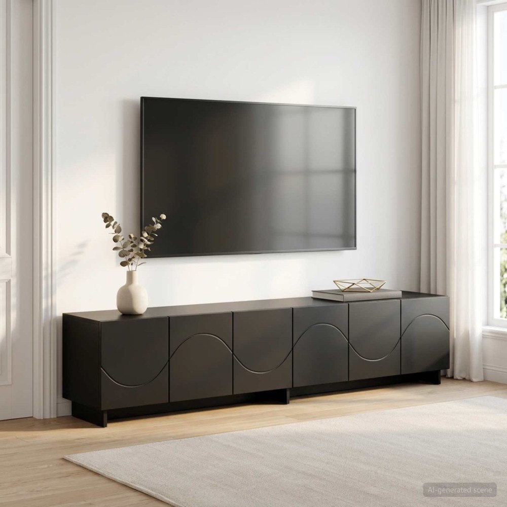 vidaXL TV-bänk 180 x 34,5 x 40 cm Svart Konstruerat trä
