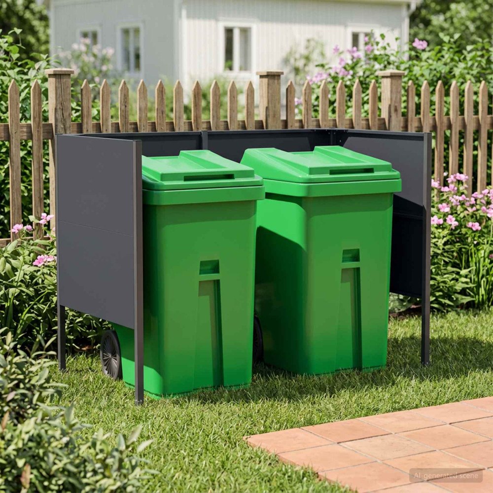 vidaXL Soptunneskärm 167 x 85 x 113 cm Stål Antracit