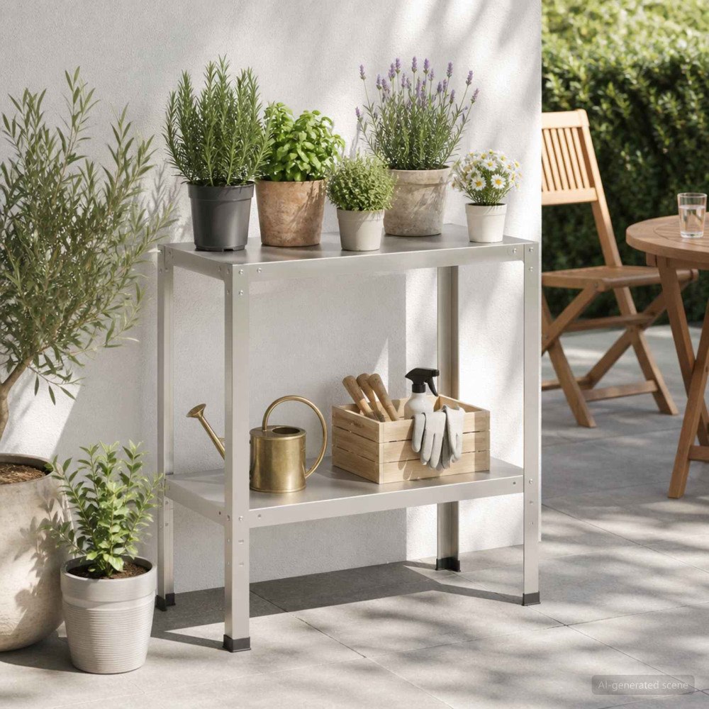 vidaXL Planteringsbord 100 x 40 x 80 cm Rostfritt stål Silver