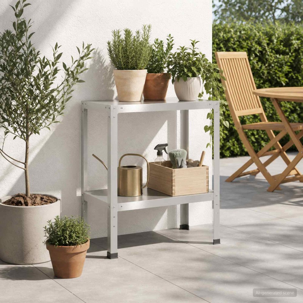 vidaXL Planteringsbord 60 x 40 x 80 cm Rostfritt stål Silver