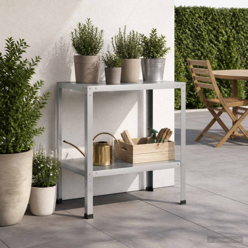 vidaXL Planteringsbord 80 x 50 x 80 cm Galvaniserat stål Silver