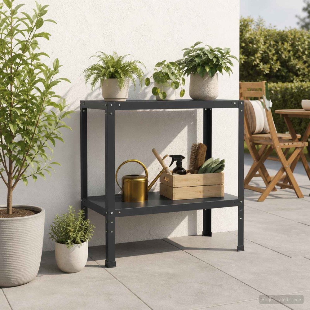 vidaXL Planteringsbord 60 x 50 x 80 cm Pulverlackerat stål Svart