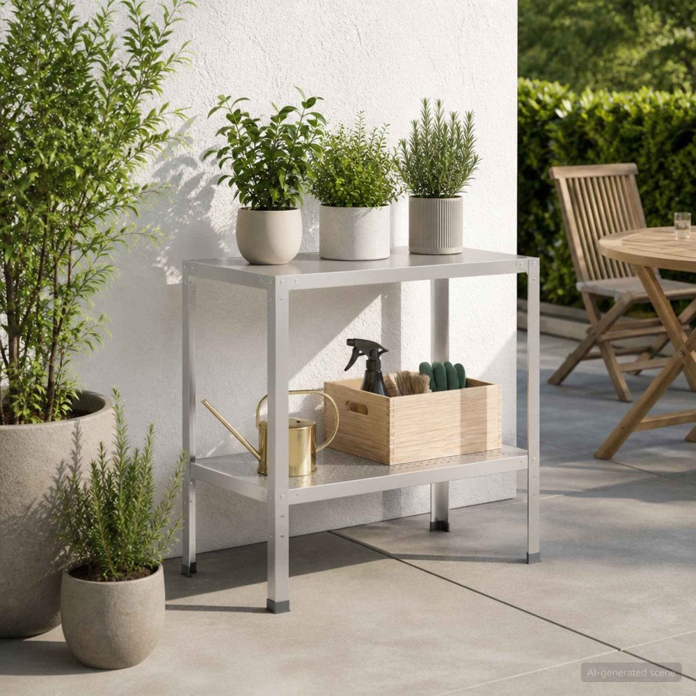 vidaXL Planteringsbord 60 x 50 x 80 cm Rostfritt stål Silver