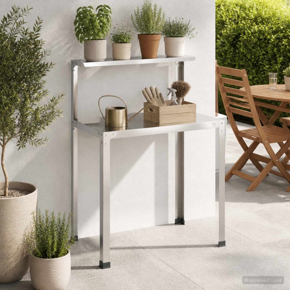 vidaXL Planteringsbord 80 x 50 x 104 cm Rostfritt stål Silver