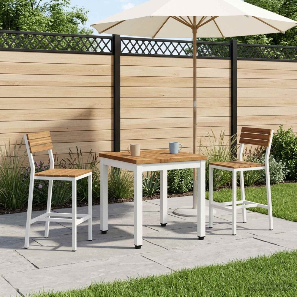 vidaXL Kaffeebord Naturlig och vit 40 x 40,5 x 36 cm Massivt Akaciaträ