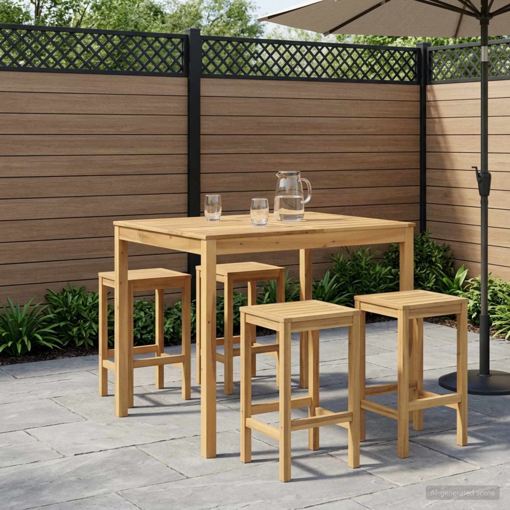 vidaXL Trädgård Bar Bord Vit 110 x 108,5 x 105 cm Massivt Akaciaträ