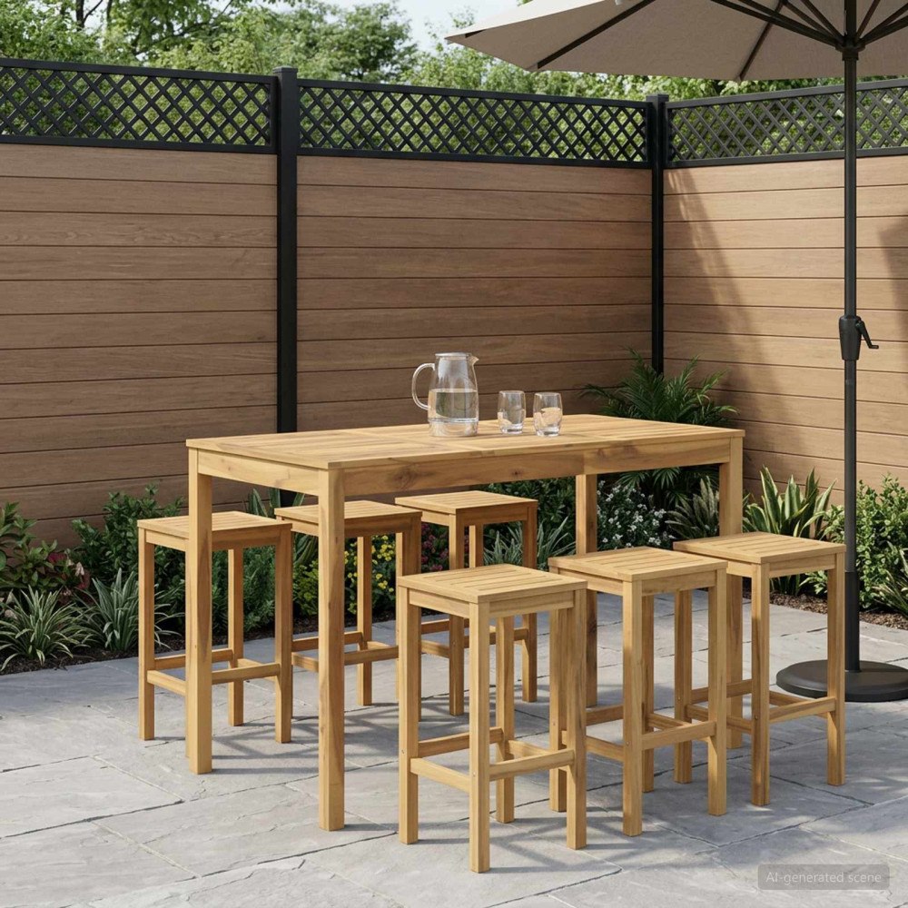 vidaXL Trädgård Bar Bord Vit 141 x 80,5 x 105 cm Massivt Akaciaträ