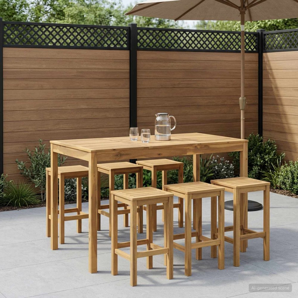 vidaXL Trädgård Bar Bord Vit 147 x 88,5 x 105 cm Massivt Akaciaträ