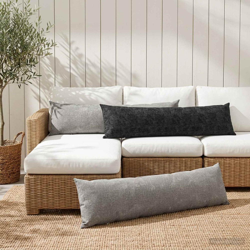 vidaXL Kuddöverdrag 2 st HEERLEN Antracit 40 x 145 cm Chenilletyg