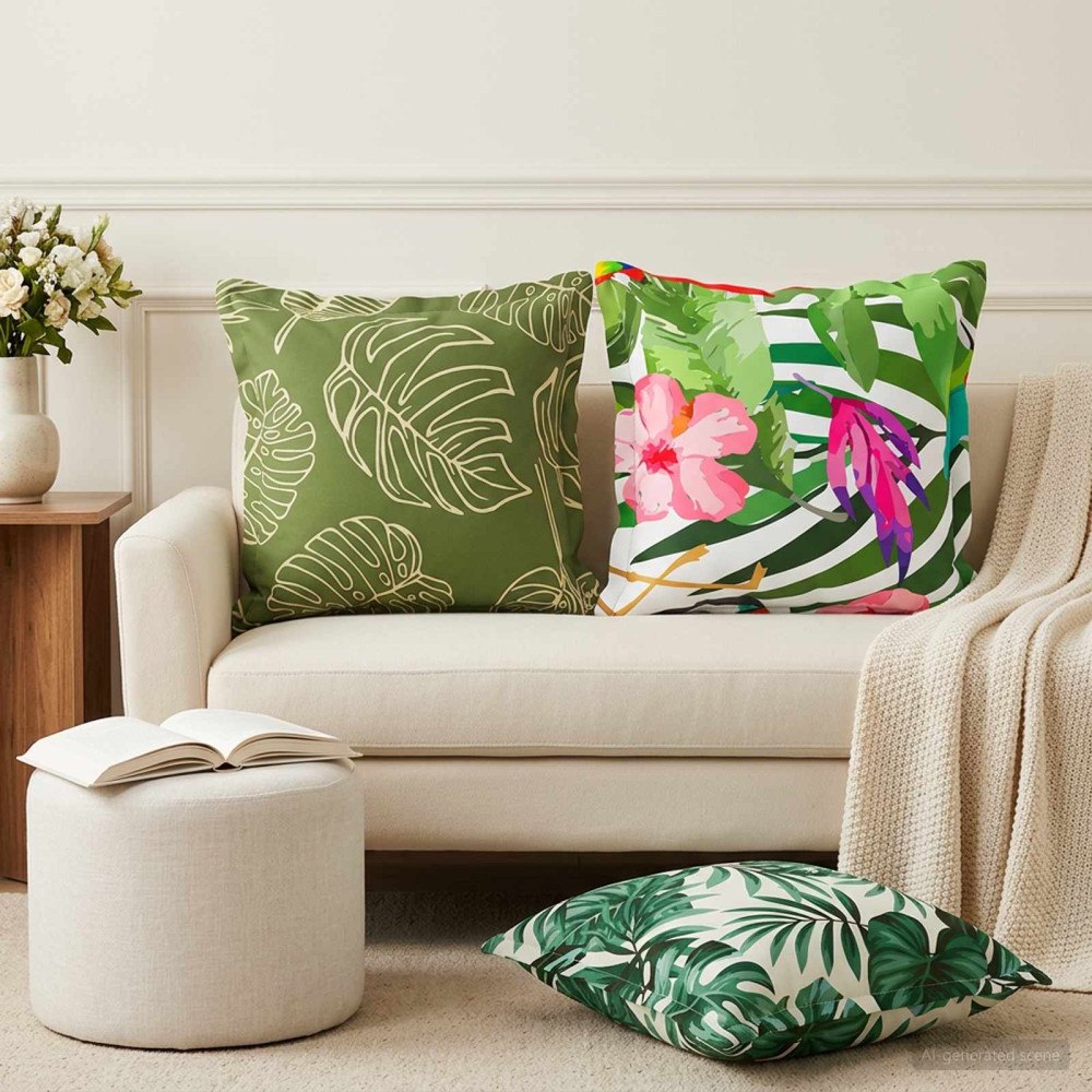 vidaXL Kuddöverdrag 12 st HOUTEN Bladdesign 45 x 45 cm Polyester