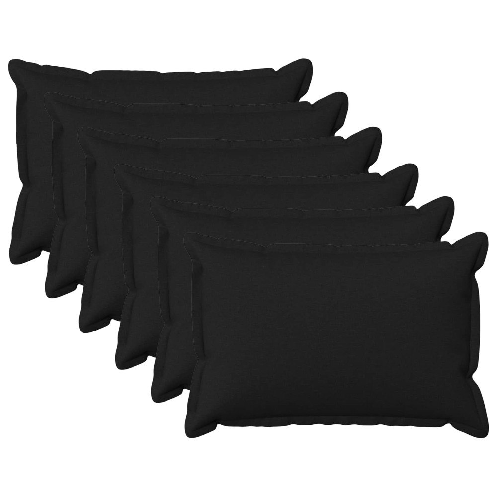 vidaXL Kudde med kudde HOUTEN 6 st Svart Faux Linne